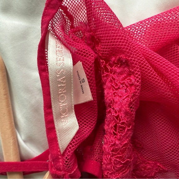 Vintage Victoria’s Secret Mesh Embroidered Babydoll Slip Women’s S Y2K Pink - Picture 2 of 13